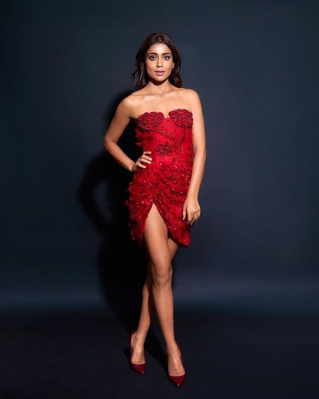 Staggering Poses Of Shriya Saran In Red
